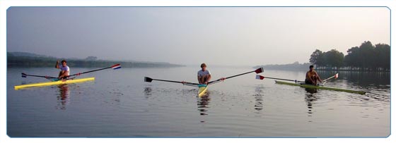 rowing on the tranquil lake at soustons